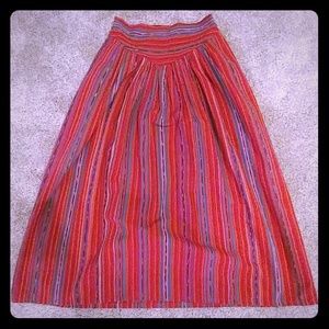 VINTAGE Guatemalan red striped skirt